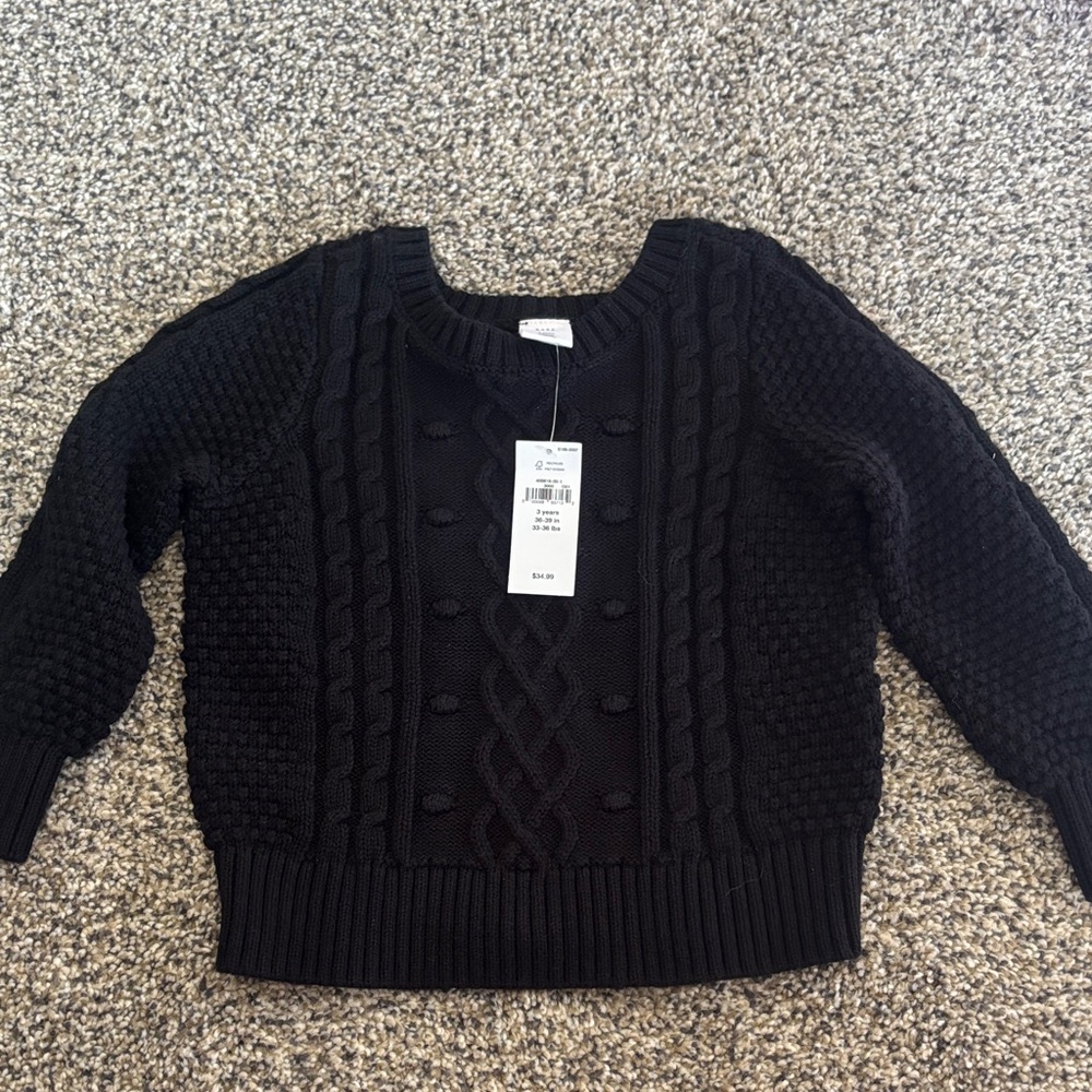 GAP Black Cable-Knit Kids Sweater